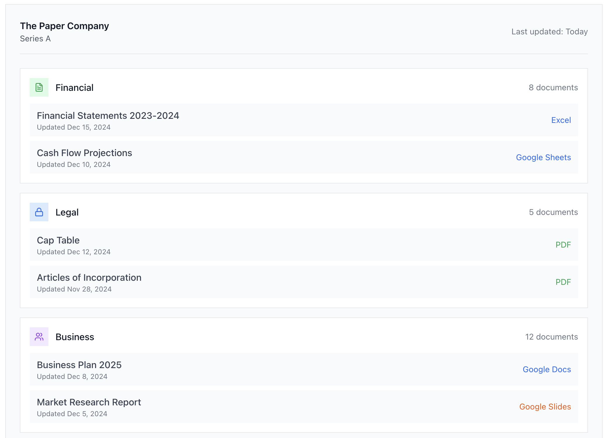 Data room app main interface