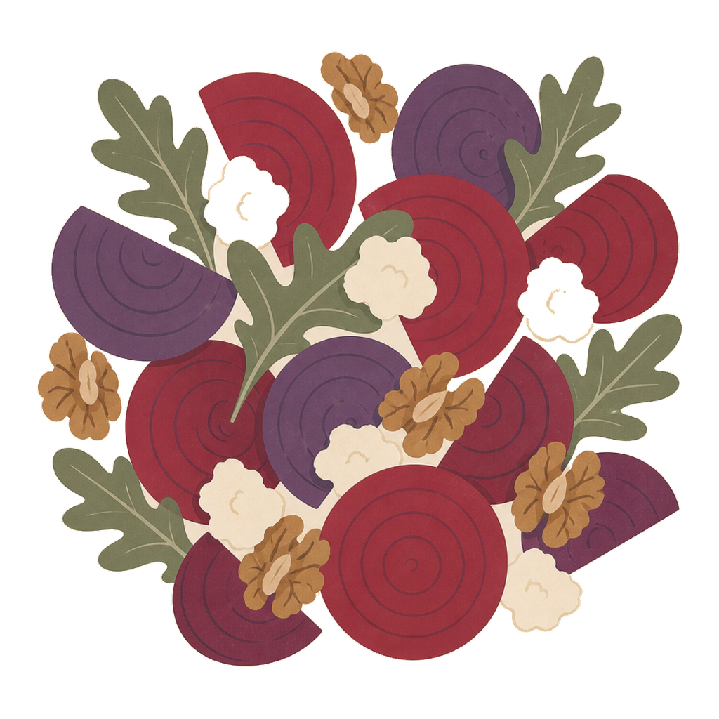 Abstract illustration of beet salad ingredients