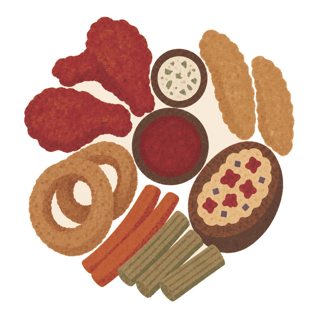 Abstract illustration of a sampler platter